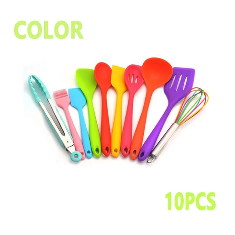 Kitchen Cookware Silicone Kitchenware Non-Stick Cookware Cooking Tool Spatula Ladle Egg Beaters Shovel Spoon Soup Utensils Set