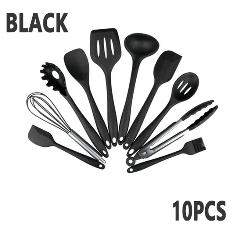 Kitchen Cookware Silicone Kitchenware Non-Stick Cookware Cooking Tool Spatula Ladle Egg Beaters Shovel Spoon Soup Utensils Set