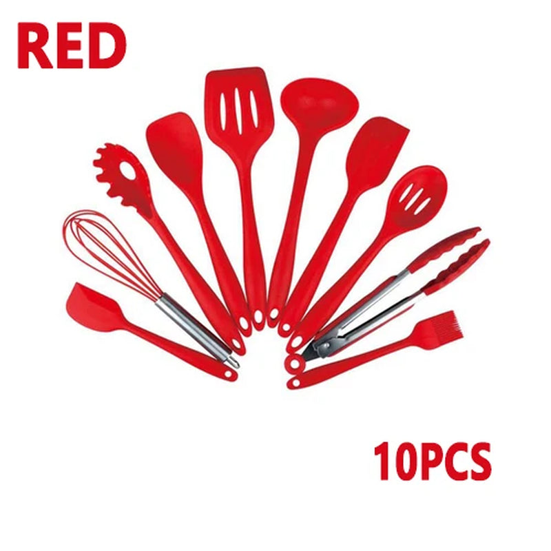 Kitchen Cookware Silicone Kitchenware Non-Stick Cookware Cooking Tool Spatula Ladle Egg Beaters Shovel Spoon Soup Utensils Set