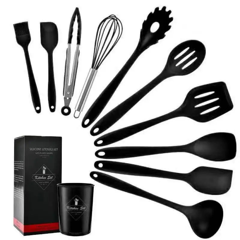 Kitchen Cookware Silicone Kitchenware Non-Stick Cookware Cooking Tool Spatula Ladle Egg Beaters Shovel Spoon Soup Utensils Set