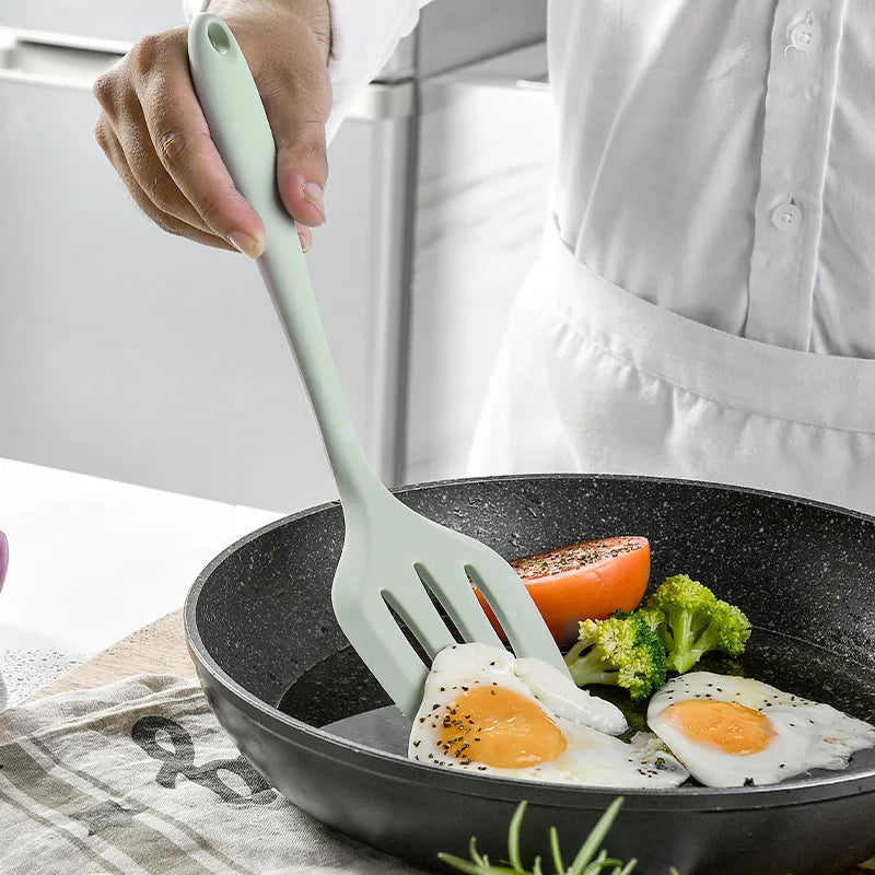 Kitchen Cookware Silicone Kitchenware Non-Stick Cookware Cooking Tool Spatula Ladle Egg Beaters Shovel Spoon Soup Utensils Set