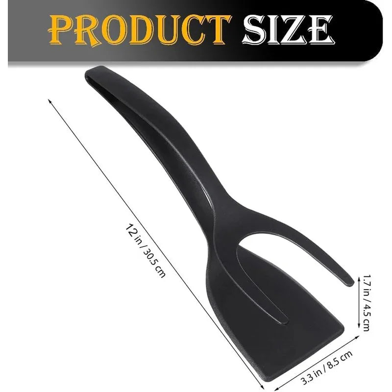 New 2 in 1 Grip Flip Spatula Tongs Egg Flipper Spatula Nylon Non Stick Coating Pancake Fish French Toast Omelet Making Tool