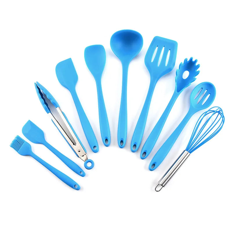Kitchen Cookware Silicone Kitchenware Non-Stick Cookware Cooking Tool Spatula Ladle Egg Beaters Shovel Spoon Soup Utensils Set