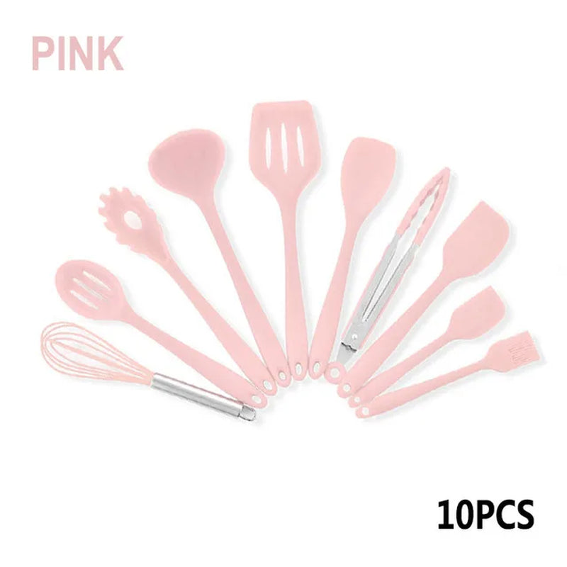 Kitchen Cookware Silicone Kitchenware Non-Stick Cookware Cooking Tool Spatula Ladle Egg Beaters Shovel Spoon Soup Utensils Set