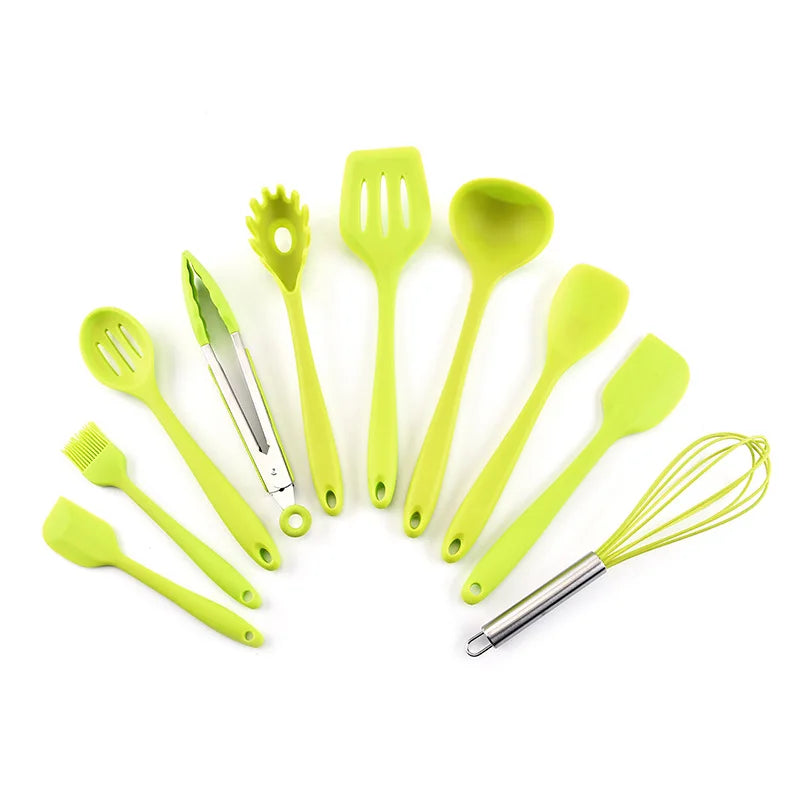 Kitchen Cookware Silicone Kitchenware Non-Stick Cookware Cooking Tool Spatula Ladle Egg Beaters Shovel Spoon Soup Utensils Set