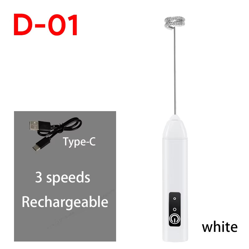 Wireless Milk Frother Electric Type-C Handheld Blender Stainless Steel Mini Coffee Maker Whisk Mixer for Coffee Cappuccino Cream