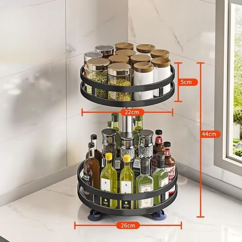 Rotating Spice Tray Kitchen Organizer Adjustable Condiment Storage Rack Pantry Cabinet Tray Holder Seasoning Kitchen Organizer