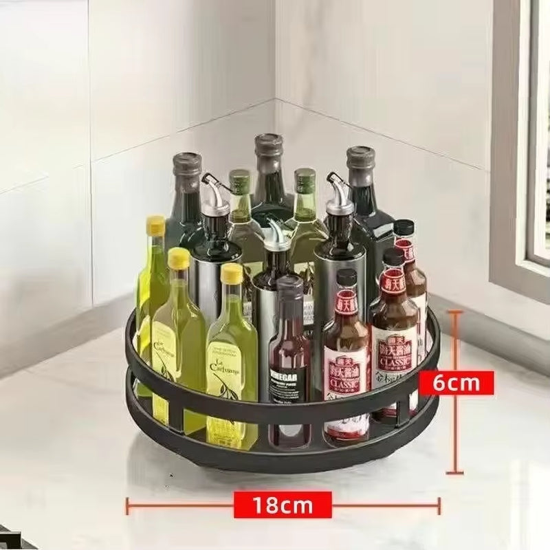 Rotating Spice Tray Kitchen Organizer Adjustable Condiment Storage Rack Pantry Cabinet Tray Holder Seasoning Kitchen Organizer