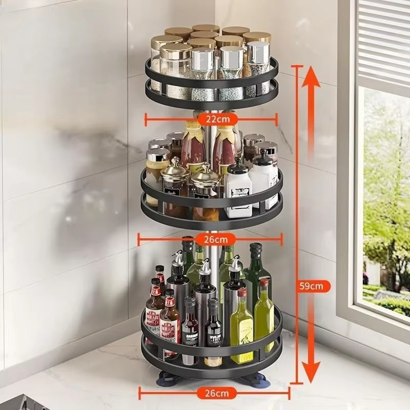 Rotating Spice Tray Kitchen Organizer Adjustable Condiment Storage Rack Pantry Cabinet Tray Holder Seasoning Kitchen Organizer